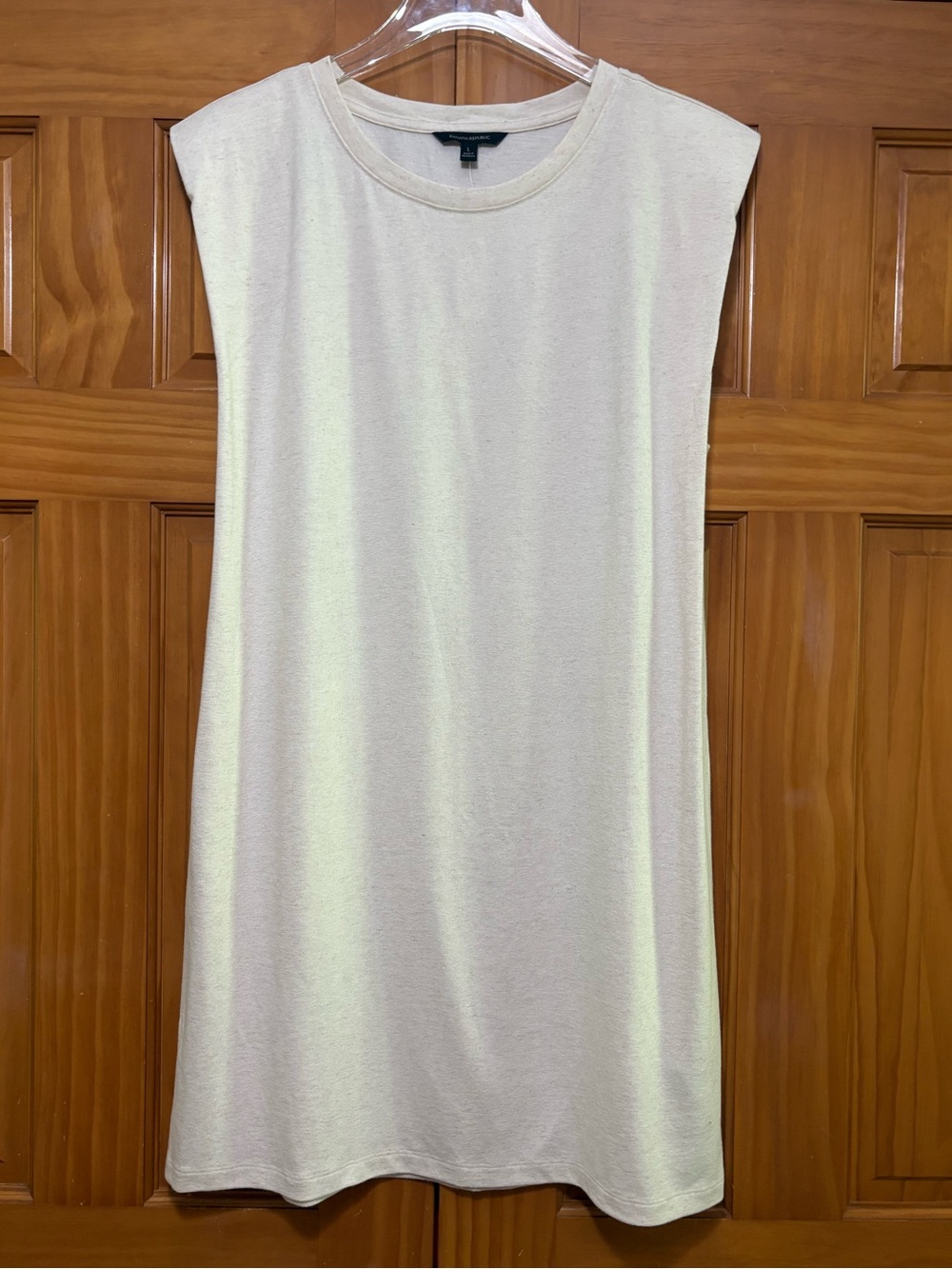 Banana Republic Cream Linen Blend Crewneck Knit Lagenlook Dress Size Large NWT